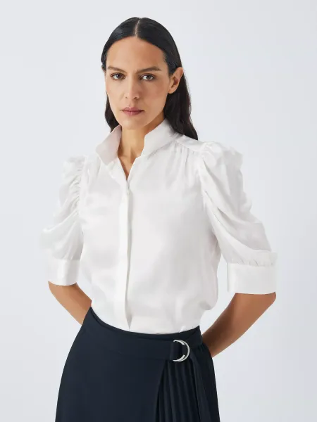 FRAME Gillian Silk Puff Sleeve Blouse
