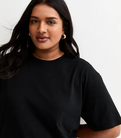 Plus Size Black Oversized T-Shirt Curves